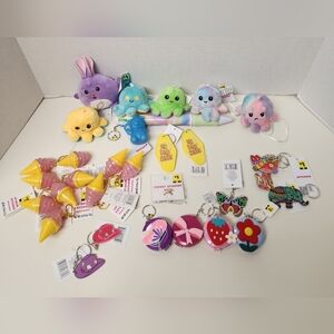 Bundle of 31 Keychains, Lip Balm, and Reversible Plushies